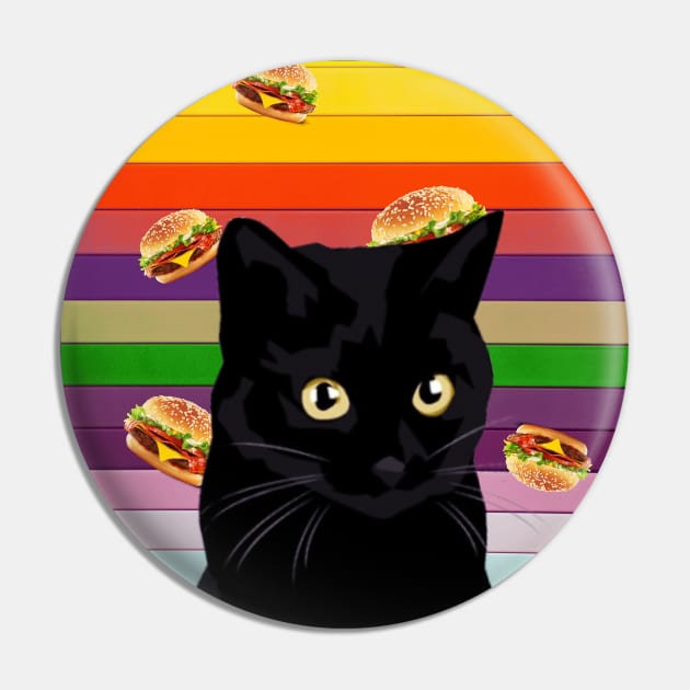 Black cat and burgers, Black cat collage art Pin by reesea