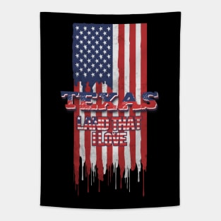 State of Texas Patriotic Distressed Design of American Flag With Typography - Land That I Love Tapestry