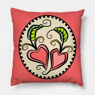 Folk Art Garden Hearts Pillow