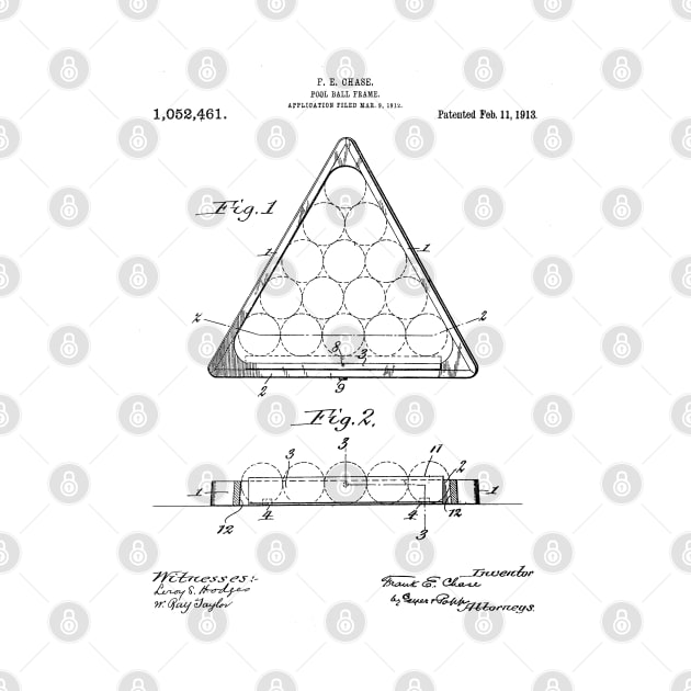 Pool Patent - Billiards Art - Black And White by patentpress