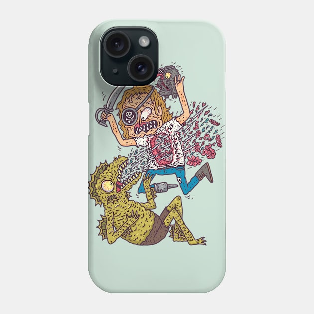 Sea Monster vs Pirate Phone Case by hex