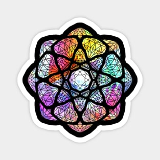 Rainbow Prismatic Crystal Mandala - Silhouette Magnet