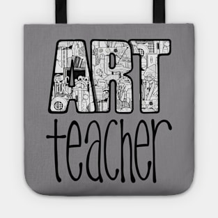 Art Teacher Doodle Supplies Cartoon Tote