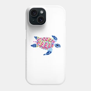 blue kawaii tropical caribbean turtle ecopop in the ocean art Phone Case