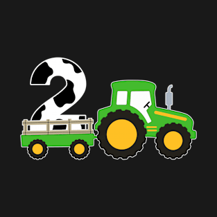 Kids 2nd Birthday Boys Tractor Farmer Birthday T-Shirt