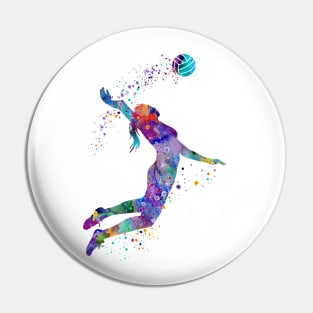 Volleyball Girl Watercolor Painting Art Print Sports Gifts Pin