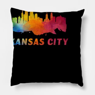 Kansas City Skyline Watercolor Style Pillow