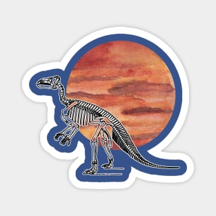 Dinosaur Skeleton in Space Red Planet Magnet