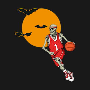 Skeleton Play Basketball in Halloween Night 1 T-Shirt