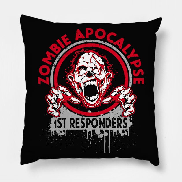 Zombie Apocalypse Response Team Halloween Pillow by savariya