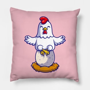 Cute Chicken Yoga On Egg Cartoon Pillow