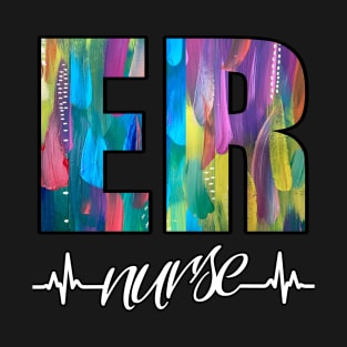 ER Nurse Heartbeat Paint T-Shirt