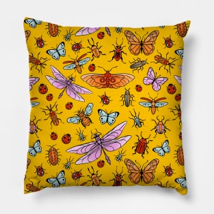 Pretty bugs, butterflies and dragonflies pattern Pillow