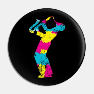 Colorful Pop Art Style Saxophone Musician Pin