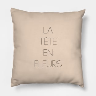 La tête en fleurs - Head full of flowers French art Print Pillow