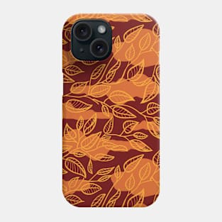 Minimalist Leaf Line Art Illustration as a Seamless Surface Pattern Design Phone Case