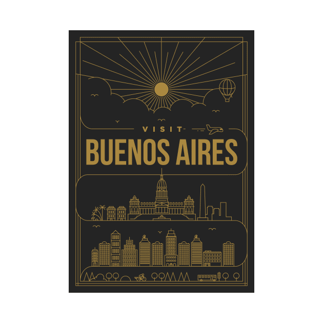 Buenos Aires Minimal Lineal Poster by kursatunsal