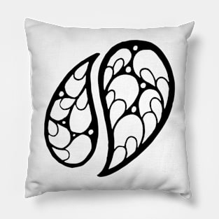 Two Tree Leaves Doodle Art Pillow