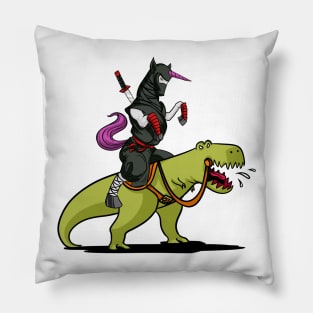 Ninja Unicorn Riding T-Rex Dinosaur Pillow