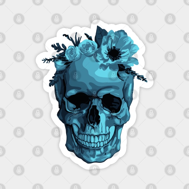 Skull With Flower Crown Magnet by Slightly Unhinged