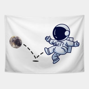 Astronaut plays Mercury Soccer Tapestry