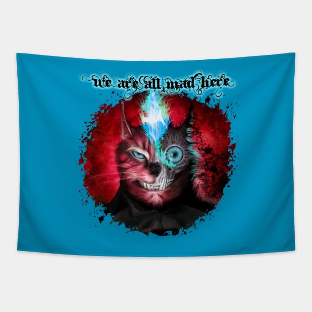 We Are All Mad Here - Red Tapestry by Viergacht