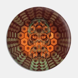 Electroluminated Skull Flower - Chocomint Tangerine Pin