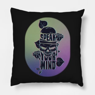 Speak Your Mind Skull Sticker Pillow