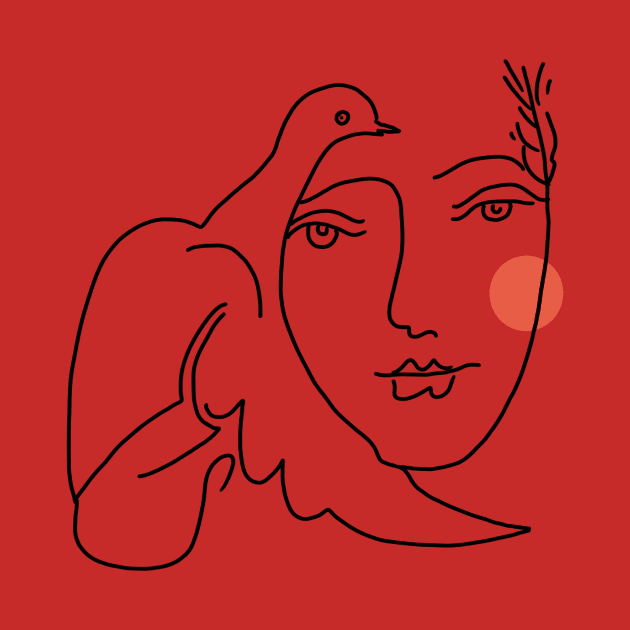 Line art of woman face and bird by thecolddots