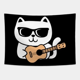 Cool Cat Playing Ukulele Tapestry