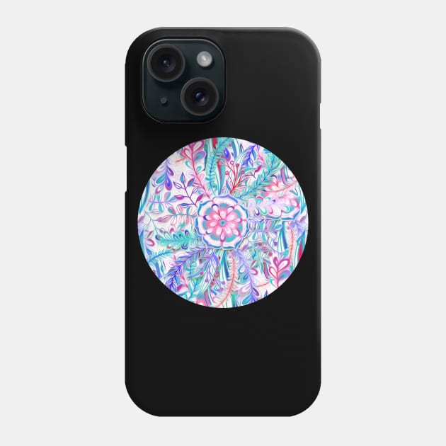 Boho Flower Burst in Pink and Teal Phone Case by micklyn