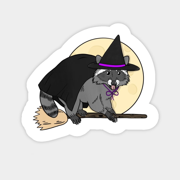 Halloween Witch Raccoon Magnet by astonishingemma