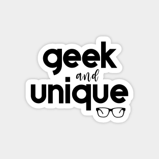 Geek and Unique Text with Nerdy Glasses - White Magnet