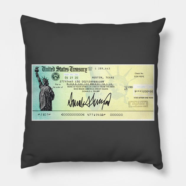 Donald Trump Stimulus Check| Covid-19 Stimulus| Covfefe| Presidential Election Pillow by Rivenfalls