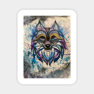 Mystic Guardians: A Watercolor Ode to the Enigmatic Wolf Creature Magnet