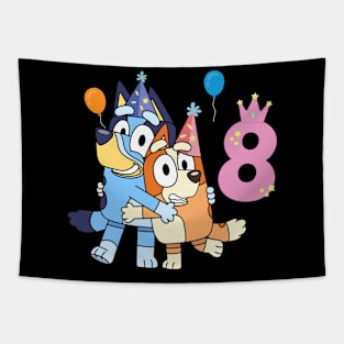 Bluey Happy 8 Years Birthday Tapestry