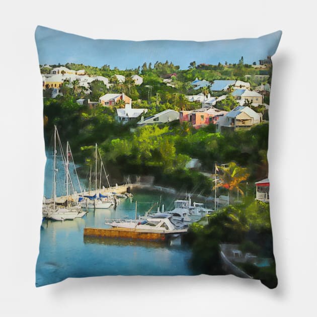 Caribbean - St. Georges Harbour Bermuda Pillow by SusanSavad