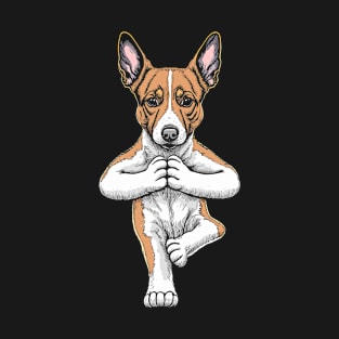 Basenji Yoga Dog Puppy Funny Dogs Tree Pose Asana T-Shirt