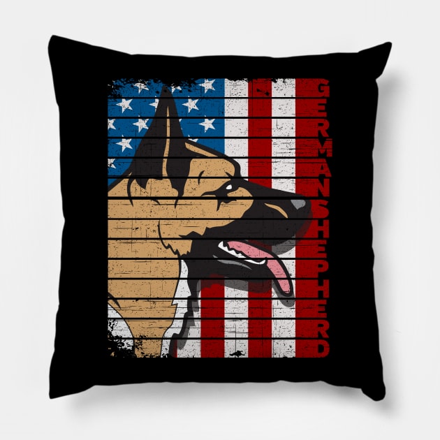 German Shepherd American Flag Pillow by RadStar