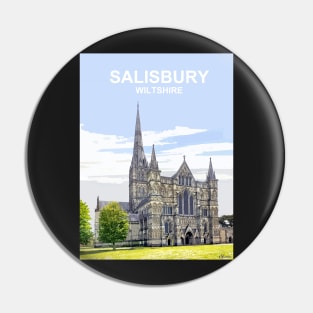 Salisbury Cathedral Wiltshire. Travel poster Pin
