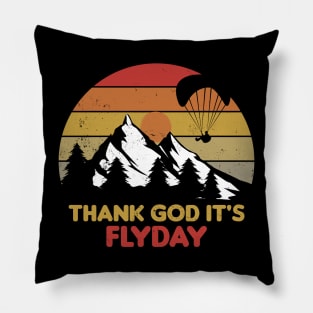 Thank God It's Flyday, retro paraglider, paragliding design Pillow