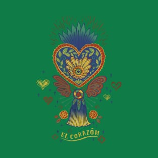 Mexican Heart Tassel (Corazon) - Green T-Shirt