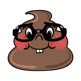 Blushing nerdy poop emoji T-Shirt