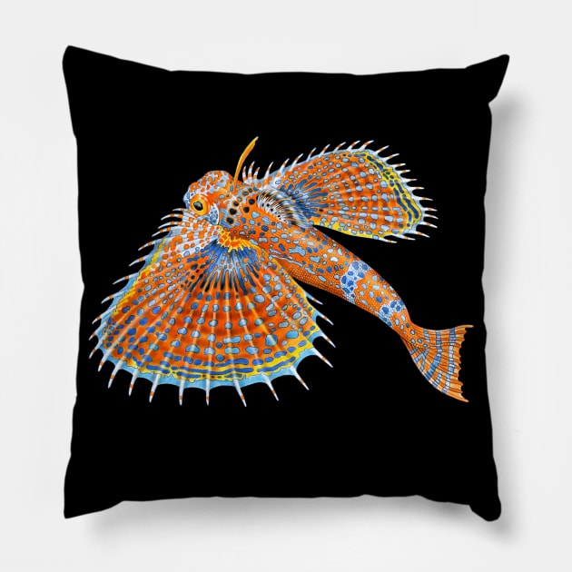 Flying Gurnard Pillow by Tim Jeffs Art