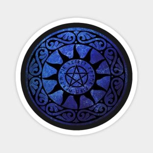 Five Elements Runic Magical Pentacle -  Blue Version Magnet