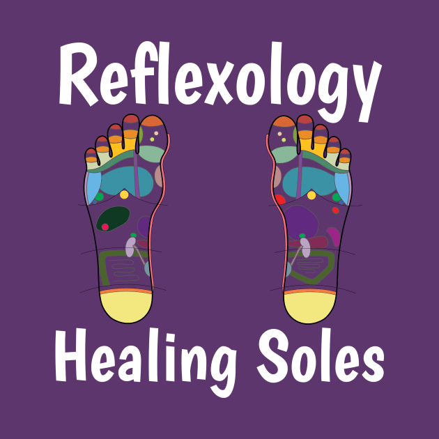 Reflexology Healing Soles (white text) (foot map) by Balanceandharmonyforreflexologists