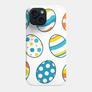 Egg Pattern | Blue Yellow Orange | Stripes Clouds Flowers Dots | White Phone Case