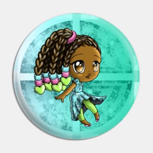 African American Girl with Hair Beads Pin