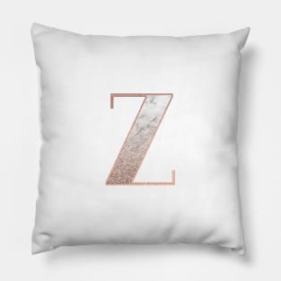 Monogram rose gold glitter marble Z Pillow