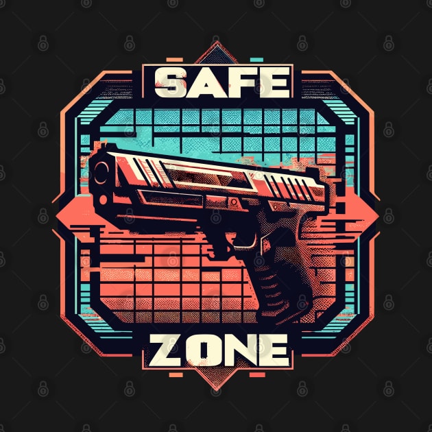 Retro safe zone guns club firearm by TomFrontierArt